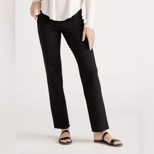Quince Women's Black Ultra-Stretch Ponte Pants Straight Leg M Petite 28" NWT